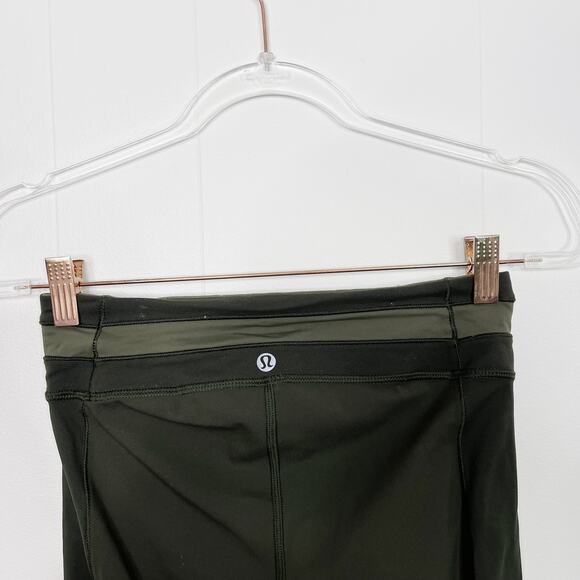 Lululemon Womens 4 Give Me Qi Crop Leggings Cyber Stripe Gator Green FullOn Luon - Picture 5 of 7